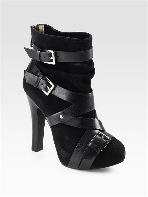 michael kors black suede platform boot|Michael Kors low heel boots.